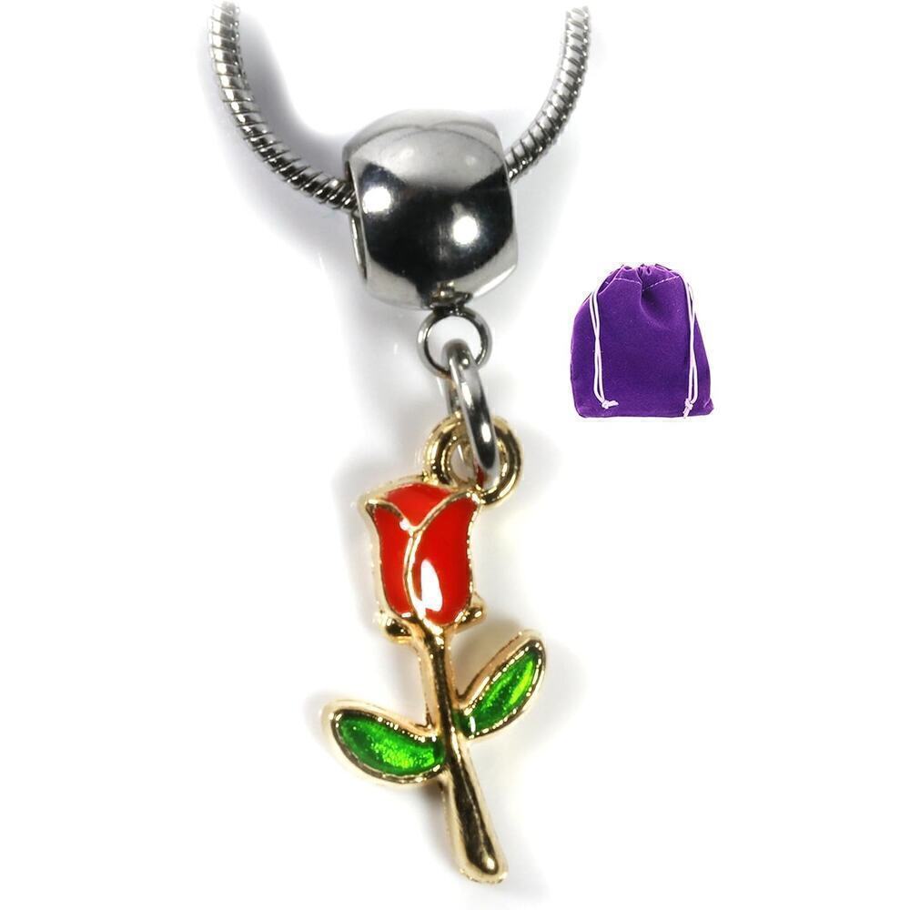 Dave The Bunny Rose Necklace for Women - Red flower Necklace